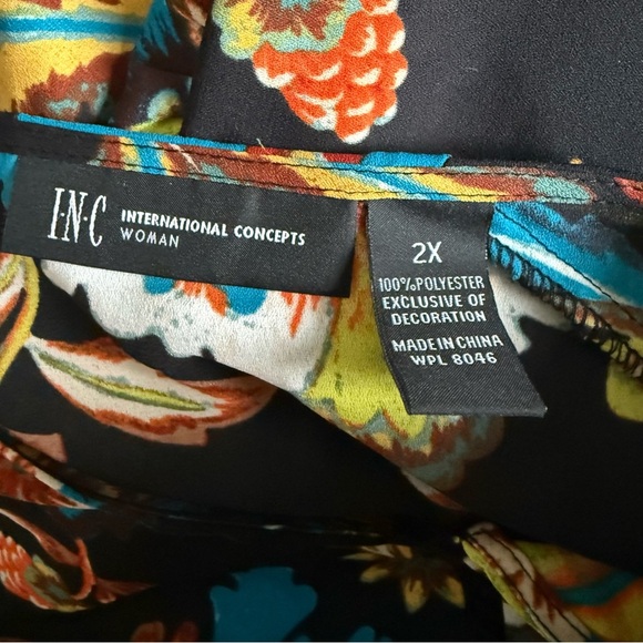 I.N.C International Concepts Women’s Blouse floral bell sleeve V-Neck 2X Peasant - Picture 11 of 12